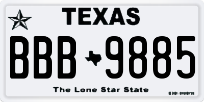 TX license plate BBB9885