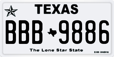 TX license plate BBB9886