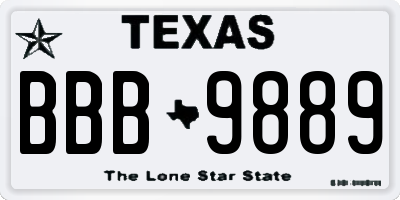 TX license plate BBB9889