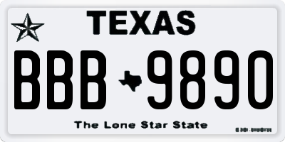 TX license plate BBB9890