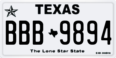 TX license plate BBB9894