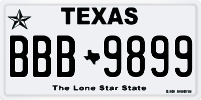 TX license plate BBB9899