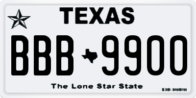 TX license plate BBB9900