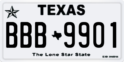 TX license plate BBB9901