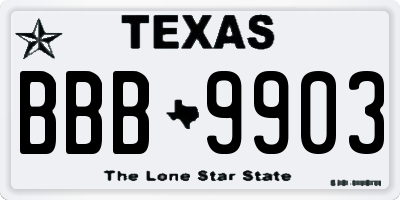 TX license plate BBB9903