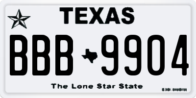 TX license plate BBB9904