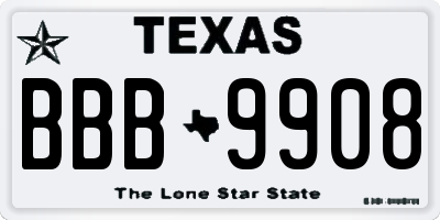 TX license plate BBB9908