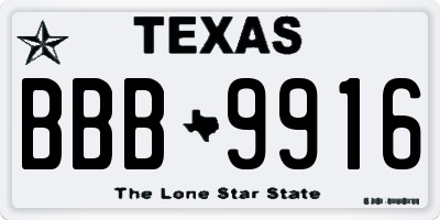 TX license plate BBB9916