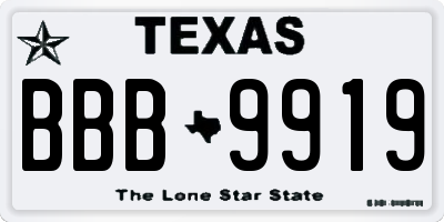 TX license plate BBB9919