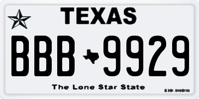 TX license plate BBB9929