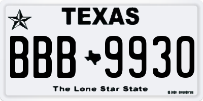 TX license plate BBB9930