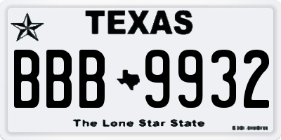 TX license plate BBB9932