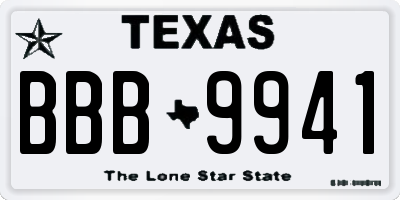TX license plate BBB9941
