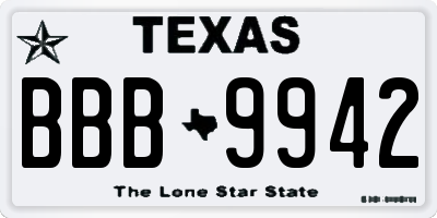 TX license plate BBB9942