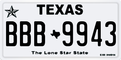 TX license plate BBB9943