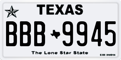 TX license plate BBB9945