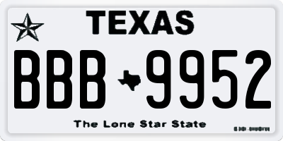 TX license plate BBB9952