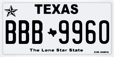 TX license plate BBB9960
