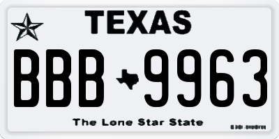 TX license plate BBB9963