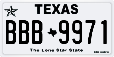 TX license plate BBB9971