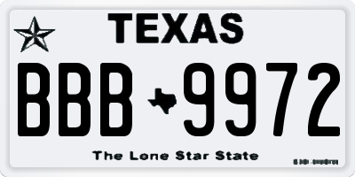 TX license plate BBB9972