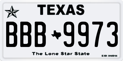 TX license plate BBB9973