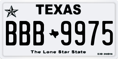 TX license plate BBB9975