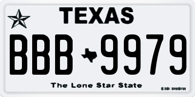 TX license plate BBB9979