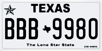 TX license plate BBB9980