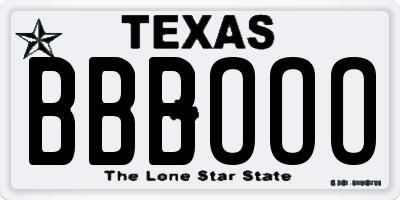 TX license plate BBBOOO