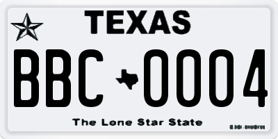 TX license plate BBC0004