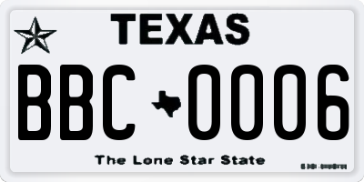 TX license plate BBC0006