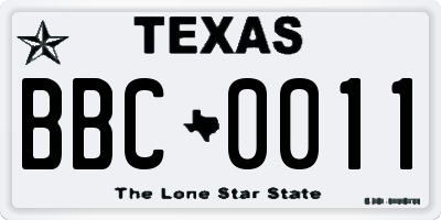 TX license plate BBC0011