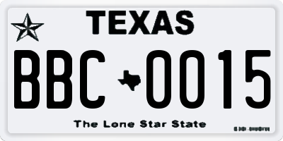 TX license plate BBC0015