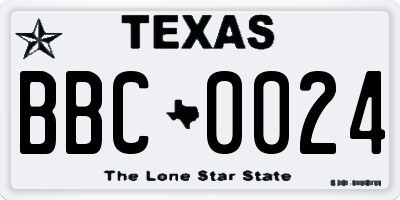 TX license plate BBC0024