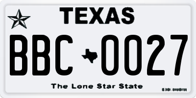 TX license plate BBC0027