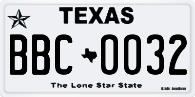 TX license plate BBC0032