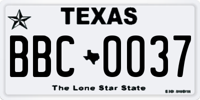 TX license plate BBC0037