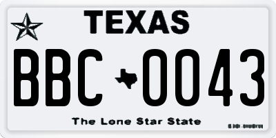 TX license plate BBC0043