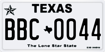 TX license plate BBC0044