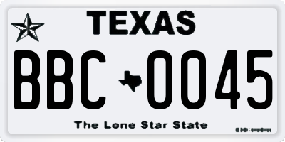 TX license plate BBC0045