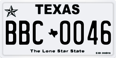 TX license plate BBC0046