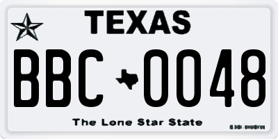 TX license plate BBC0048