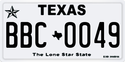 TX license plate BBC0049