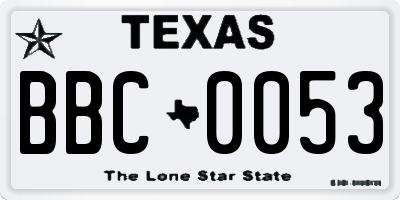 TX license plate BBC0053