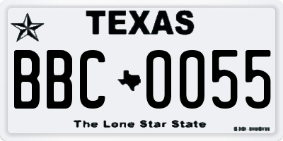 TX license plate BBC0055