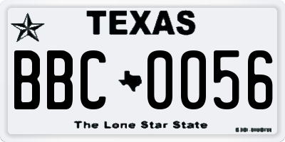 TX license plate BBC0056