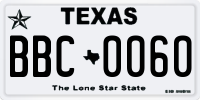 TX license plate BBC0060
