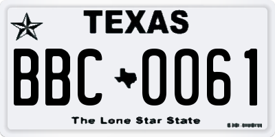 TX license plate BBC0061
