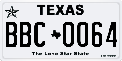 TX license plate BBC0064
